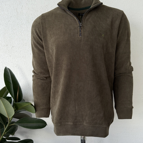 Barbour Haki Dik Yaka Sweat GENİŞ KALIP