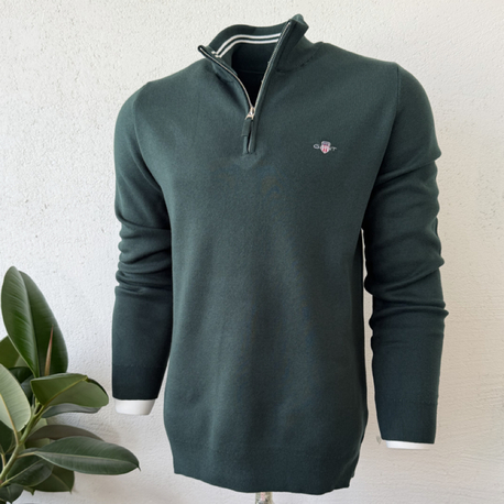 G4nt Yarım Fermuar Yaka Yeşil Sweat DAR KALIP