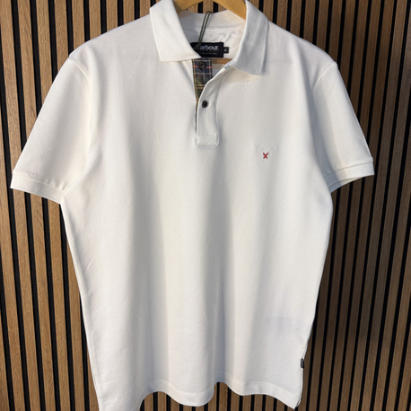 Barbour Polo Yaka Tişört Beyaz Tam Kalıp !