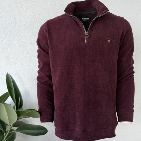 Barbour Bordo Dik Yaka Sweat GENİŞ KALIP