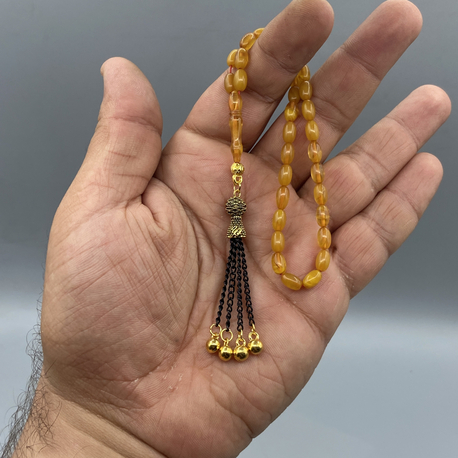 4x7 mm BİLEK BOY SIKMA KEHRİBAR KAPLAMA PÜSKÜLLÜ