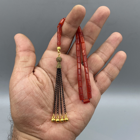 5x8 mm BİLEK BOY KESME ATEŞ KEHRİBAR KAPLAMA PÜSKÜLLÜ 