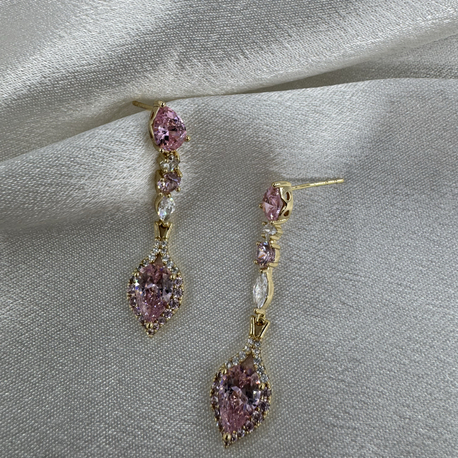 14K Pembe Damla Taşlı Xuping Küpe