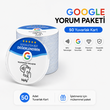 Biply Mini Google Yorum Toplayıcı 50'li (Biply Kare Hediye!)