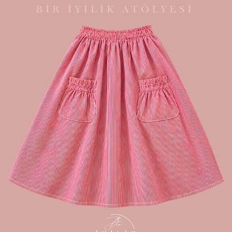 Kırmızı Poplin Etek