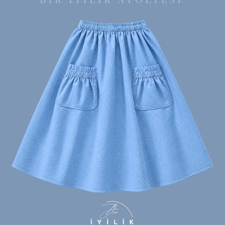 Mavi Poplin Etek