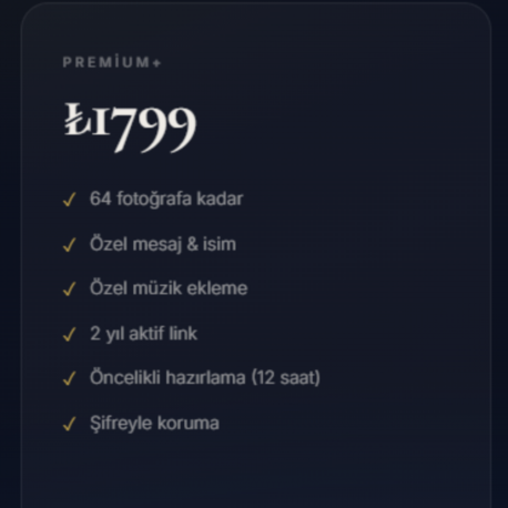 Kişiye Özel Dijital Anı Sayfası Hizmeti Premium+