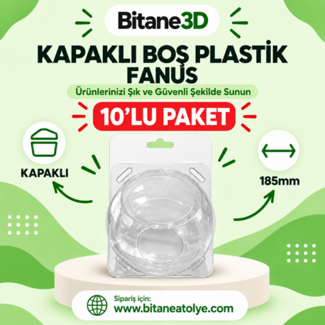 Kapaklı Boş Plastik Fanus – 3D Ürün, Oyuncak ve Hediyelik Ürün Kutusu