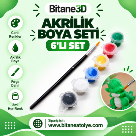 Akrilik Boya Seti 6lı + 1 Adet Fırça