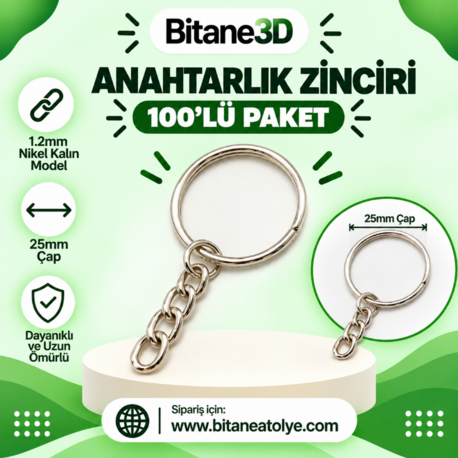 25MM Anahtarlık Zinciri NİKEL (1.2mm Kalınlık)