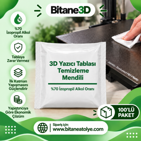 3D Yazıcı Tablası Temizleme Mendili (100 Adet)