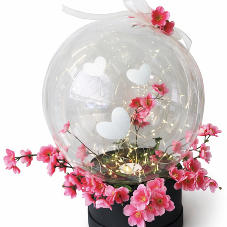 Yapay çiçek tasarımlı led ışıklı bobo balon