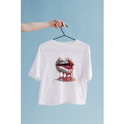 3D Lip Oversize Tişört Unisex