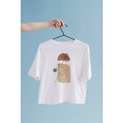Line Art Flower Oversize Tişört Unisex