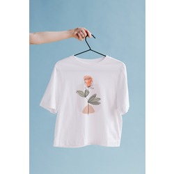 Line Art Flower Oversize Tişört Unisex