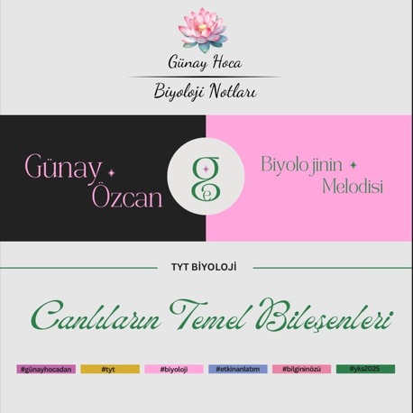 GÜNAY HOCA DERS NOTLARI / CANLILARIN TEMEL BİLEŞENLERİ (PDF)