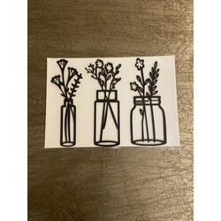 Çiçekli vazo duvar sticker 