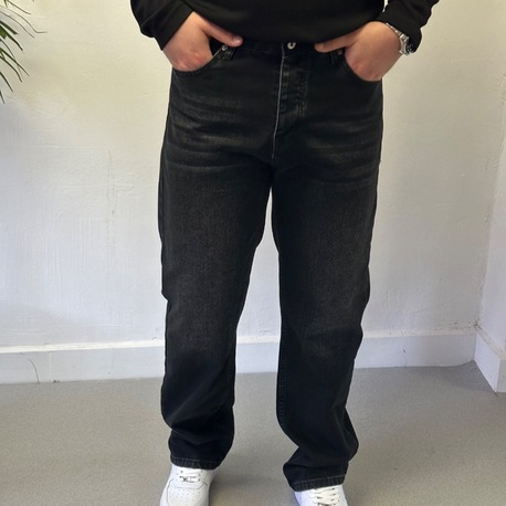 Yıkamalı Baggy Fit Jean Pantolon