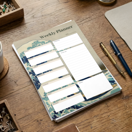 A4 The Great Wave off Kanagawa Weekly Planner – Printable PDF & PNG