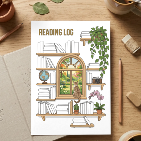 Cozy Bookshelf Reading Log - Aesthetic Digital & Printable Tracker