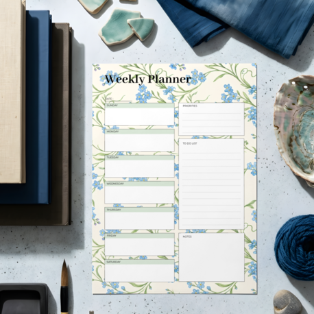 A4 Floral Weekly Planner – Printable PDF & PNG
