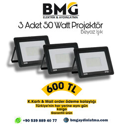 3 Adet 50 Watt Led Projektör 