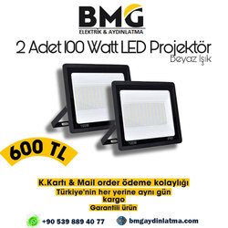 2 Adet 100 Watt Led Projektör 