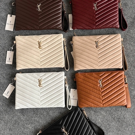 YSL Clutch taş rengi 