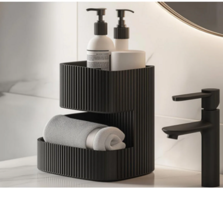 Modern Çizgili İki Katlı Banyo Organizeri