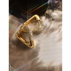 Zirkon Kaplama Üçgen Gold Küpe