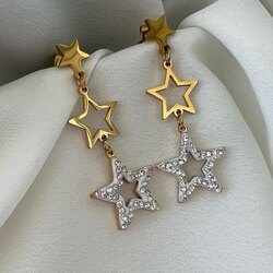 Gold Taşlı Yıldız Küpe