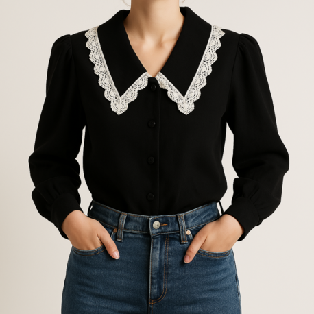 Lace Collar Bluz