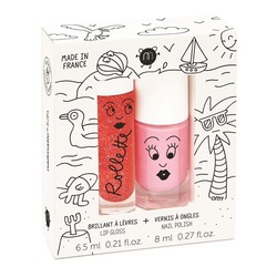 Nailmatic Waterbased Holidays Tırnak Cilası ve Dudak Parlatıcı İkili Set Çilek & Pembe