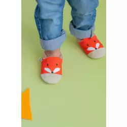 FİRST STEP - Pamuk Astarlı Kaydırmaz Taban Patik-TİLKİ, Kreş Ayakkabısı Panduf
