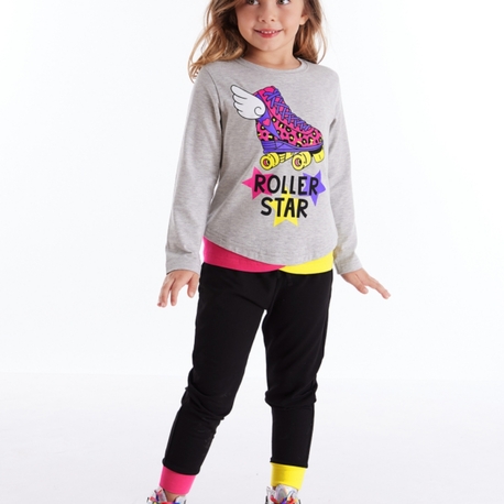 Denokids Roller Star Kız Çocuk Kışlık T-shirt Pantolon Takım

