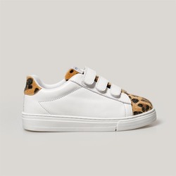 Merli&Rose Trio Büyük Çocuk Sneaker | Leopar-Beyaz-Beyaz