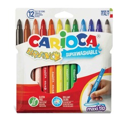   CARİOCA BRAVO JUMBO SÜPER YIKANABİLİR KEÇELİ BOYA KALEMİ 12Lİ