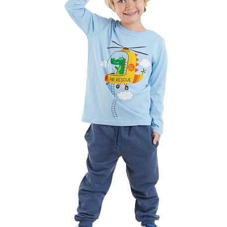 Denokids Helikopter Erkek Çocuk Uzun Kollu T-shirt Pantolon Takım