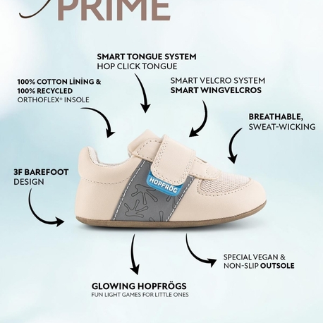 Hopfrög Smart Walker First Prime Havalı Bej Barefoot İlk Adım Bebek Ayakkabı