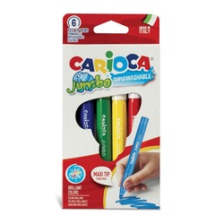 CARİOCA JUMBO SÜPER YIKANABİLİR KEÇELİ BOYA KALEMİ 6LI