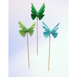 BALİNMANDALİN - Origami Kelebek Pasta Süsü, Yeşil-Mavi