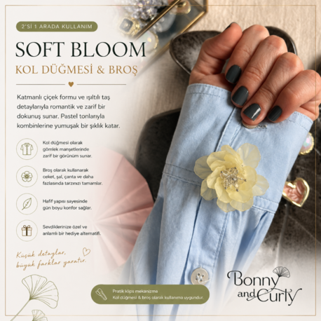 ✨ Soft Bloom Kol Düğmesi & Broş ✨