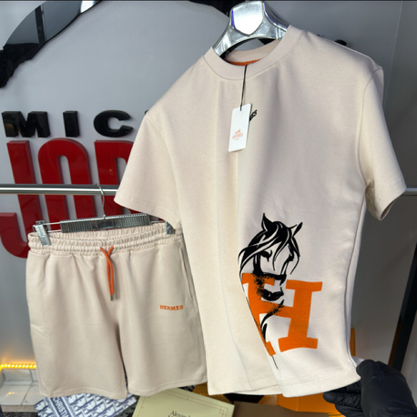 HERMES ÖZEL DOKU BASKI DETAYLI PREMIUM T-SHIRT ŞORT TAKIM code:00114