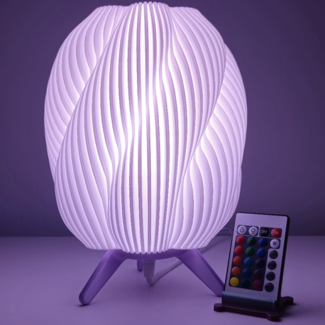 Özel Tasarım 3D Baskı Abajur – Silk PLA Lila Ayaklı Beyaz Abajur