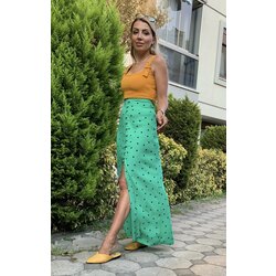 Puantiye Düğme Detaylı Etek 