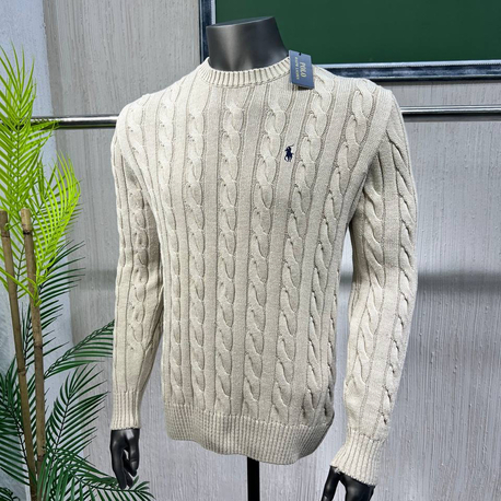Polo Ralph Lauren %100 Pamuk Saç Örgü Triko Kazak – Avrupa Kalıp, Nakış Logo, Premium