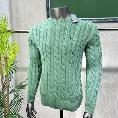 Polo Ralph Lauren %100 Pamuk Saç Örgü Triko Kazak – Avrupa Kalıp, Nakış Logo, Premium