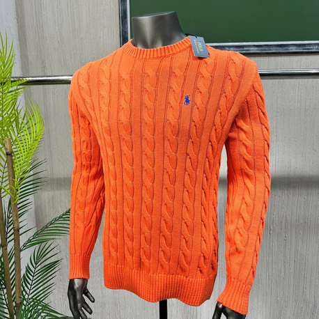 Polo Ralph Lauren %100 Pamuk Saç Örgü Triko Kazak – Avrupa Kalıp, Nakış Logo, Premium