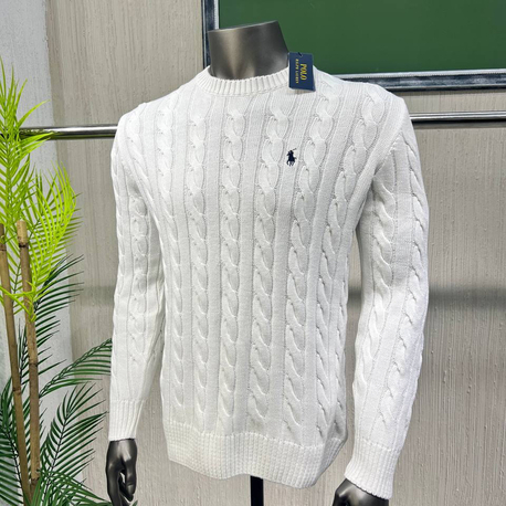 Polo Ralph Lauren %100 Pamuk Saç Örgü Triko Kazak – Avrupa Kalıp, Nakış Logo, Premium