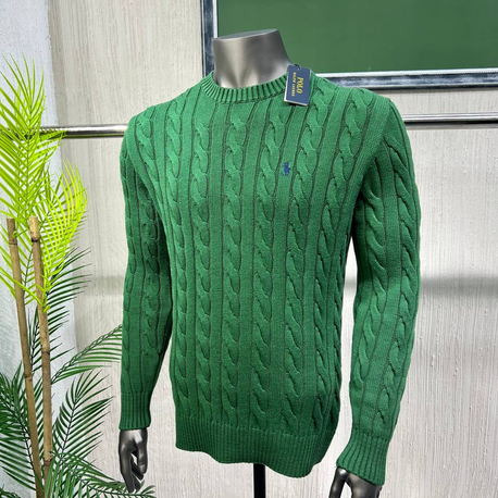 Polo Ralph Lauren %100 Pamuk Saç Örgü Triko Kazak – Avrupa Kalıp, Nakış Logo, Premium